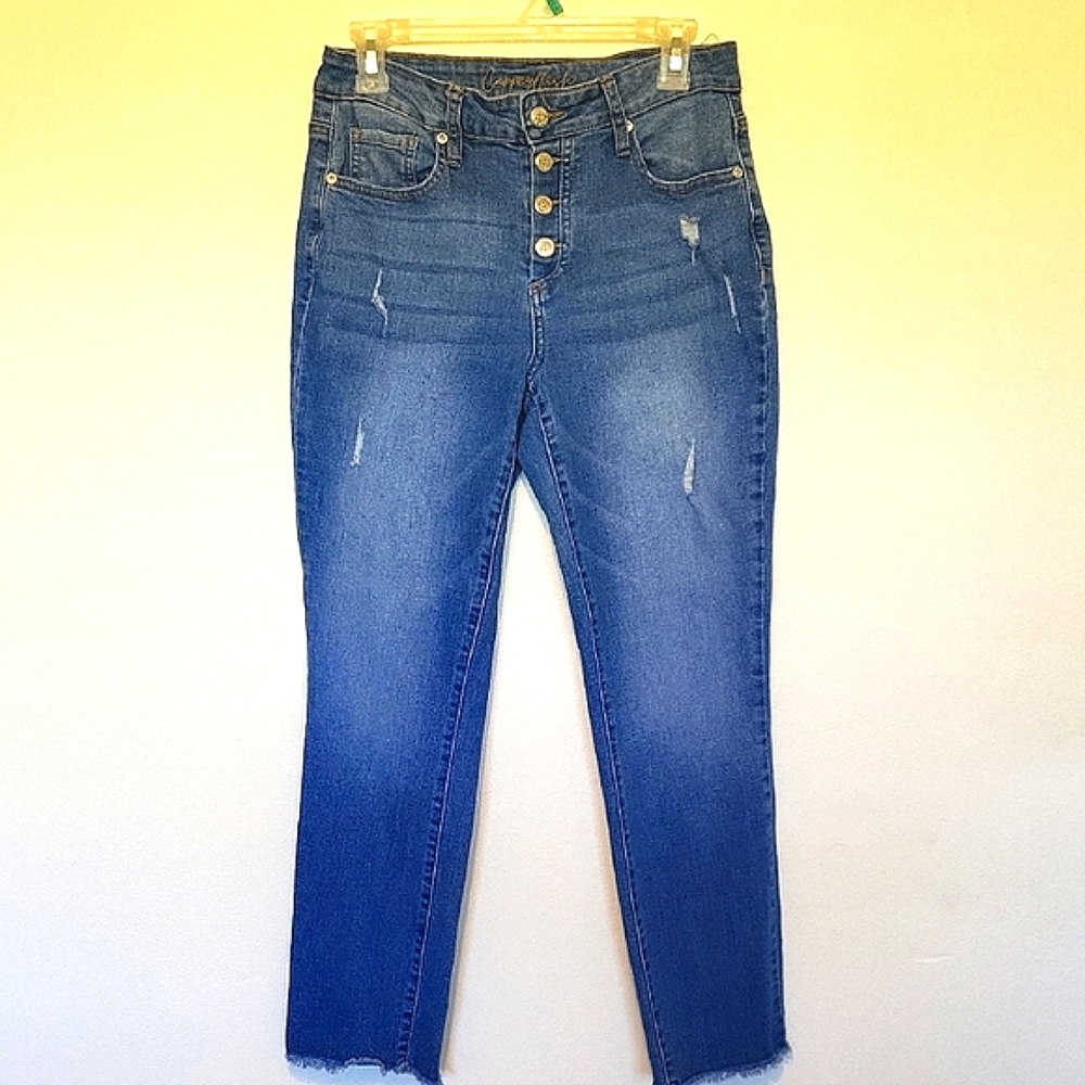 Copperflash High Rise Slim Straight Frayed Hem Jeans. Size 6 - Picture 3 of 16